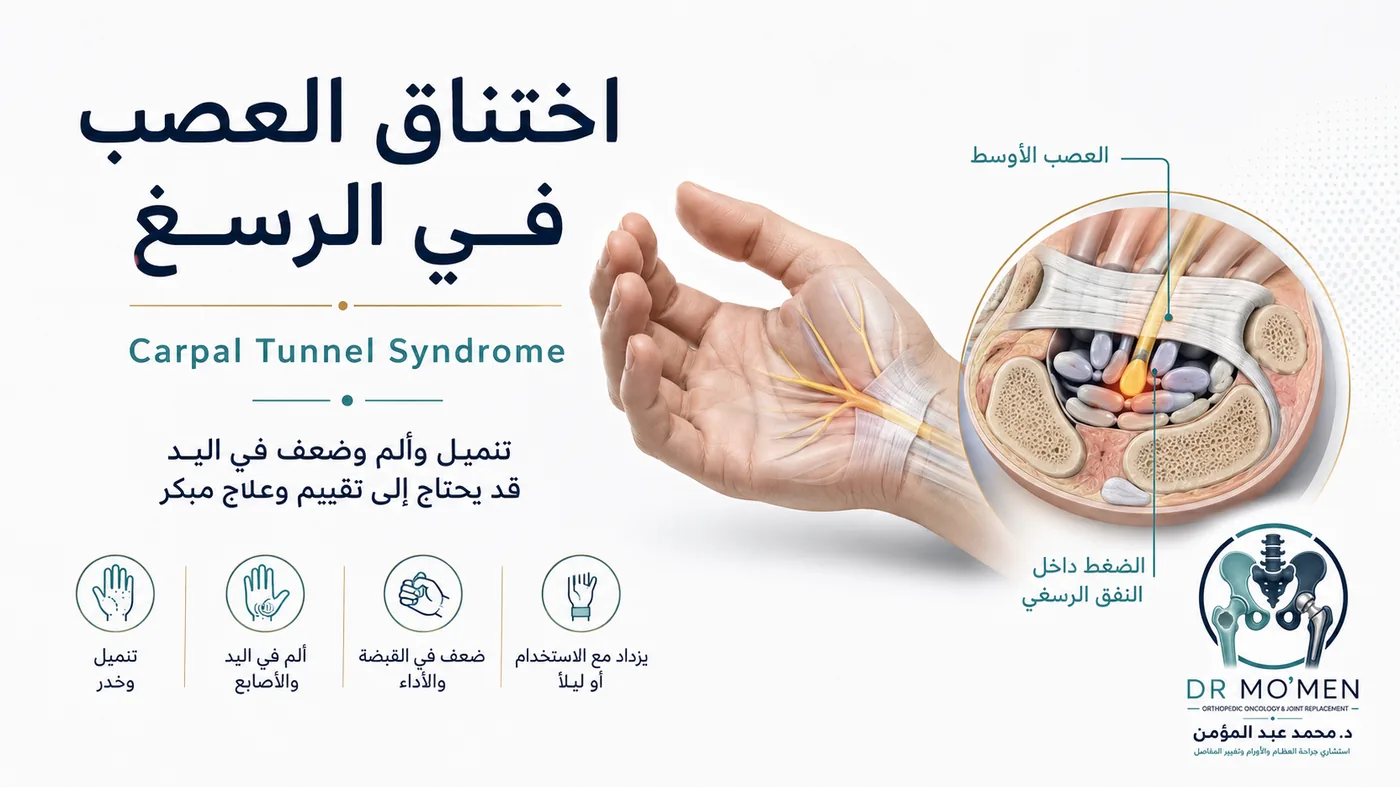 اختناق عصب اليد في الرسغ: لماذا يحدث التنميل ليلًا؟ ومتى نحتاج علاجًا؟