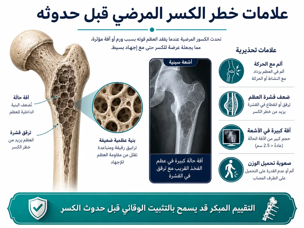 تشخيص الكسر المرضي بالأشعة والرنين وCT قبل التثبيت